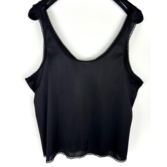 Vintage 1980’s ‘Vassarette’ Satin Nylon Scoop Neck Black Slip Top - Large - Picture 7 of 10